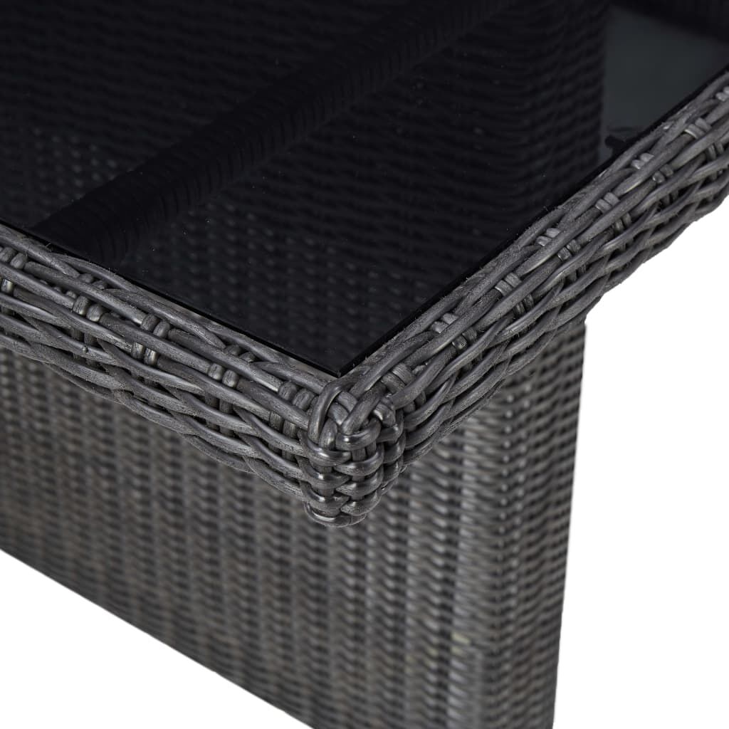 vidaXL Garden Dining Table Black 200x100x74 cm Glass and Poly Rattan