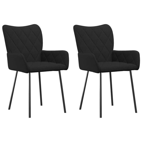 vidaXL Dining Chairs 2 pcs Black Fabric