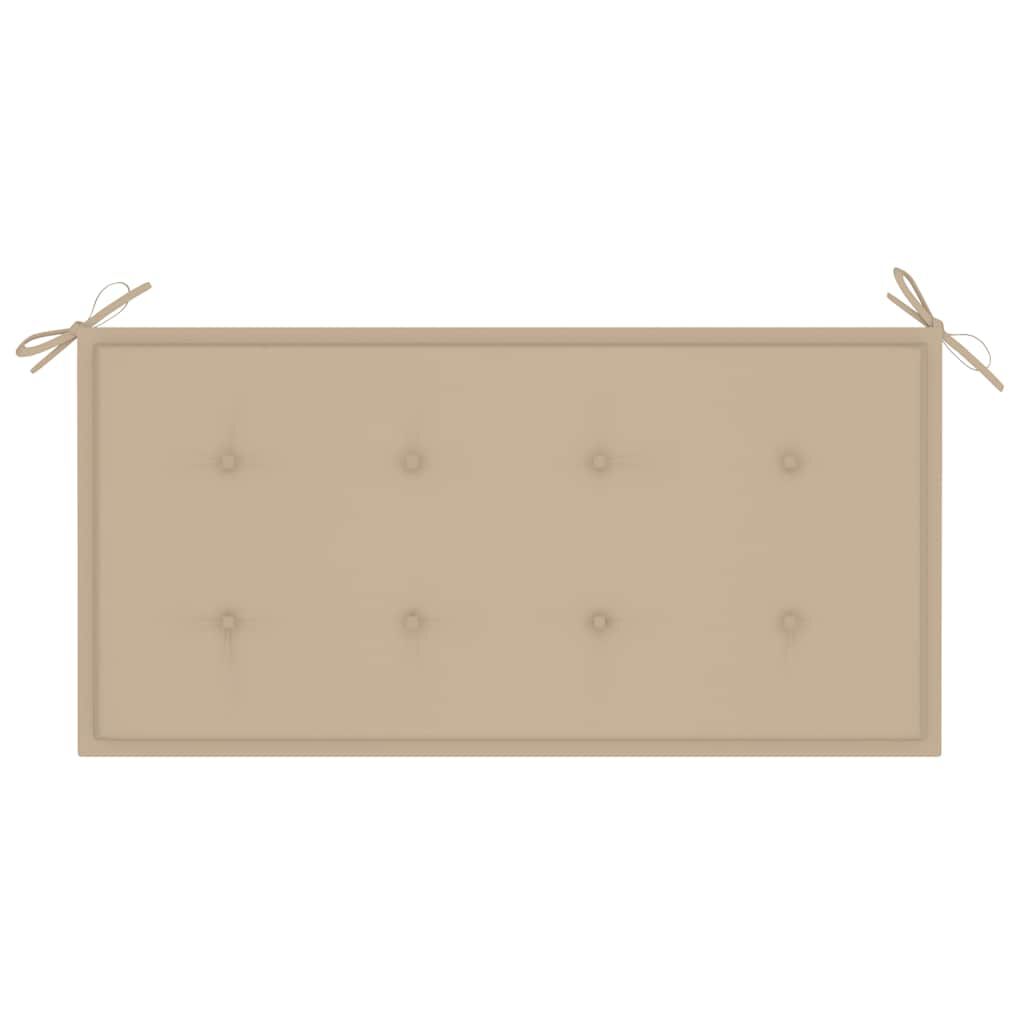 vidaXL Garden Bench with Beige Cushion 112 cm Solid Teak Wood
