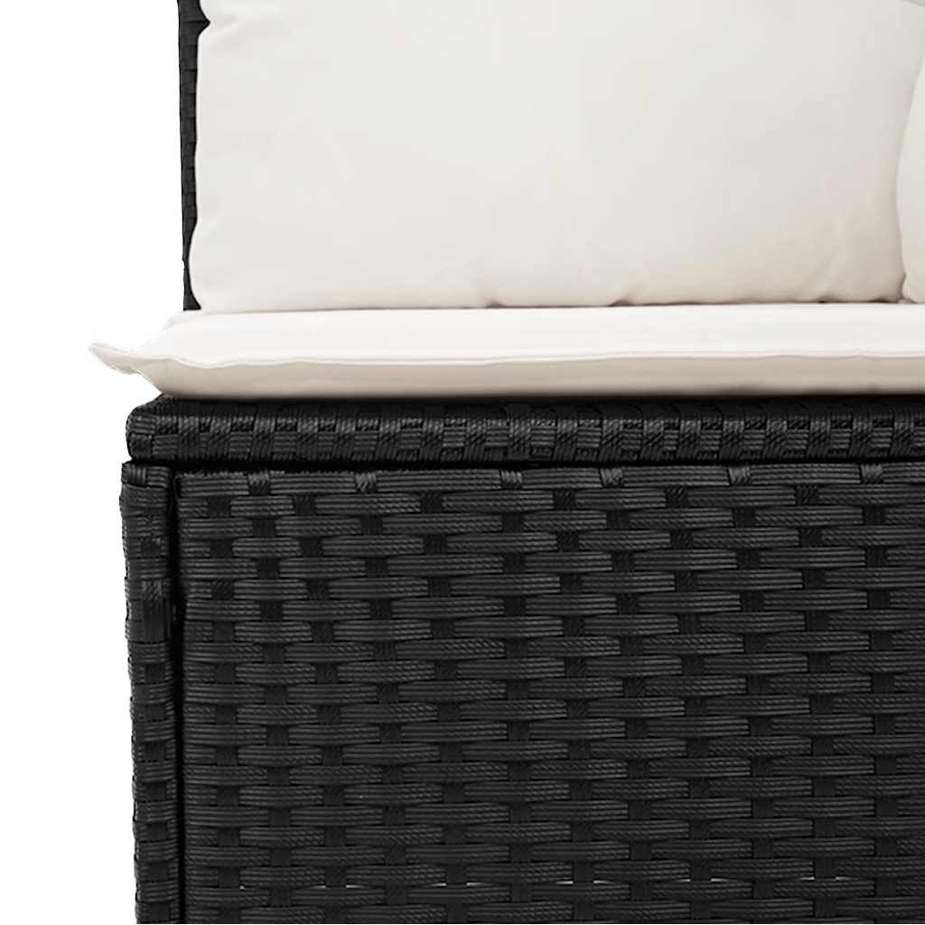 vidaXL 5 Piece Garden Sofa Set with Cushions Black Poly Rattan