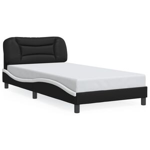 vidaXL Bed Frame without Mattress "Hvar" Black and White 100x190 cm Faux Leather