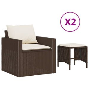 vidaXL 4 Piece Garden Sofa Set with Cushions Brown Poly Rattan