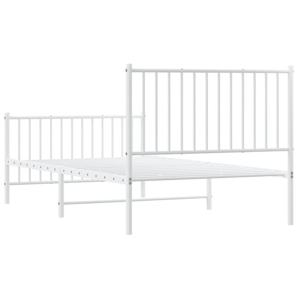 vidaXL Metal Bed Frame without Mattress with Footboard White 100x190cm