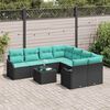 vidaXL Garden Sofa Set with Cushion Manual 9 pcs Black and Turquoise