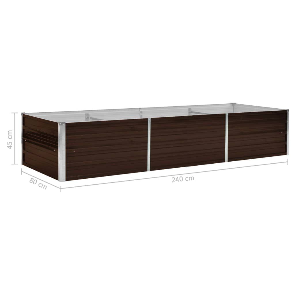 vidaXL Garden Raised Bed Brown 240x80x45 cm Galvanised Steel