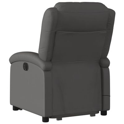 vidaXL Electric Stand up Massage Recliner Chair Grey Real Leather