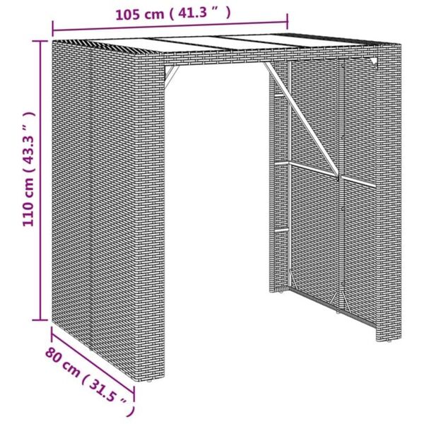 vidaXL 5 Piece Garden Bar Set Grey Poly Rattan