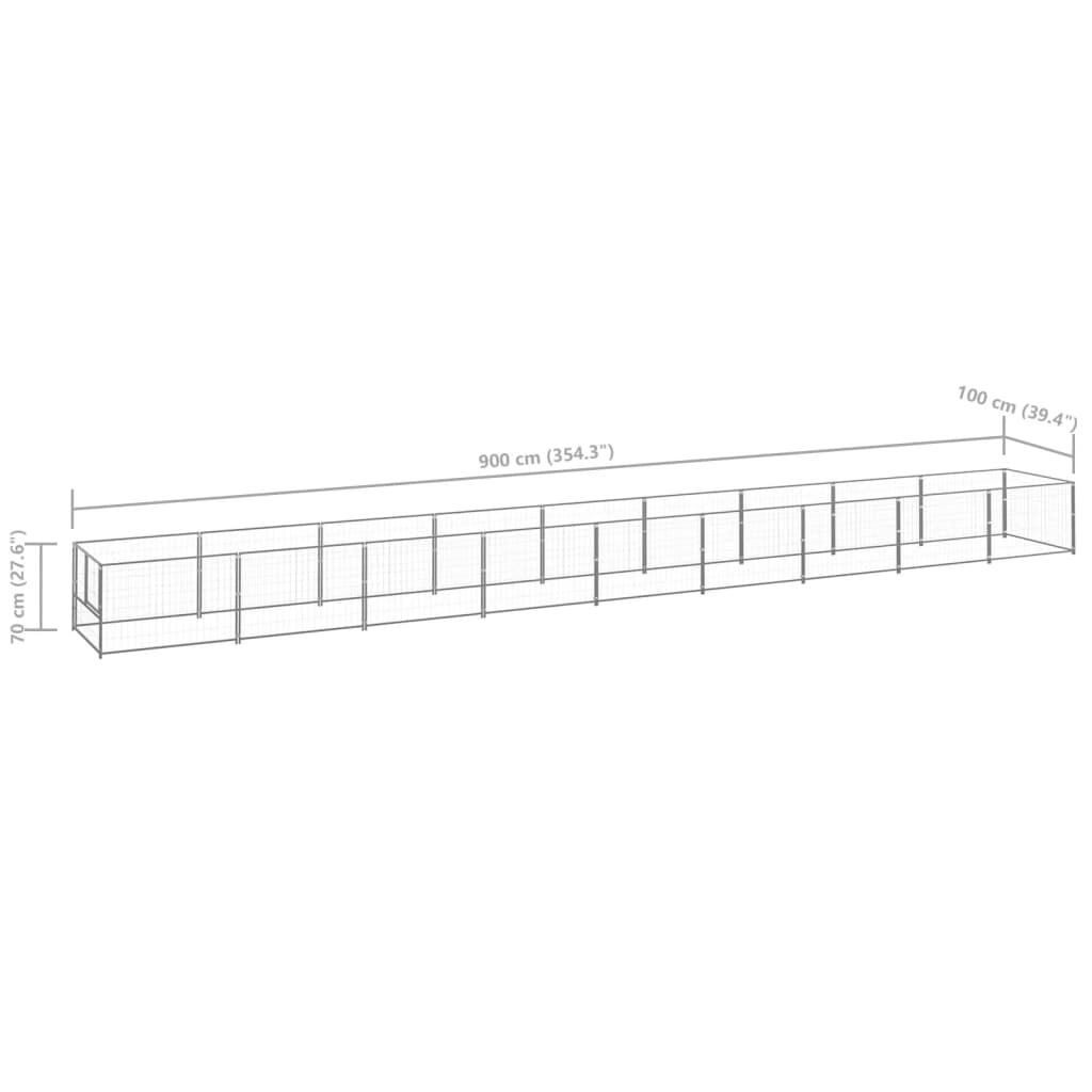 vidaXL Dog Kennel Silver 9 m² Steel