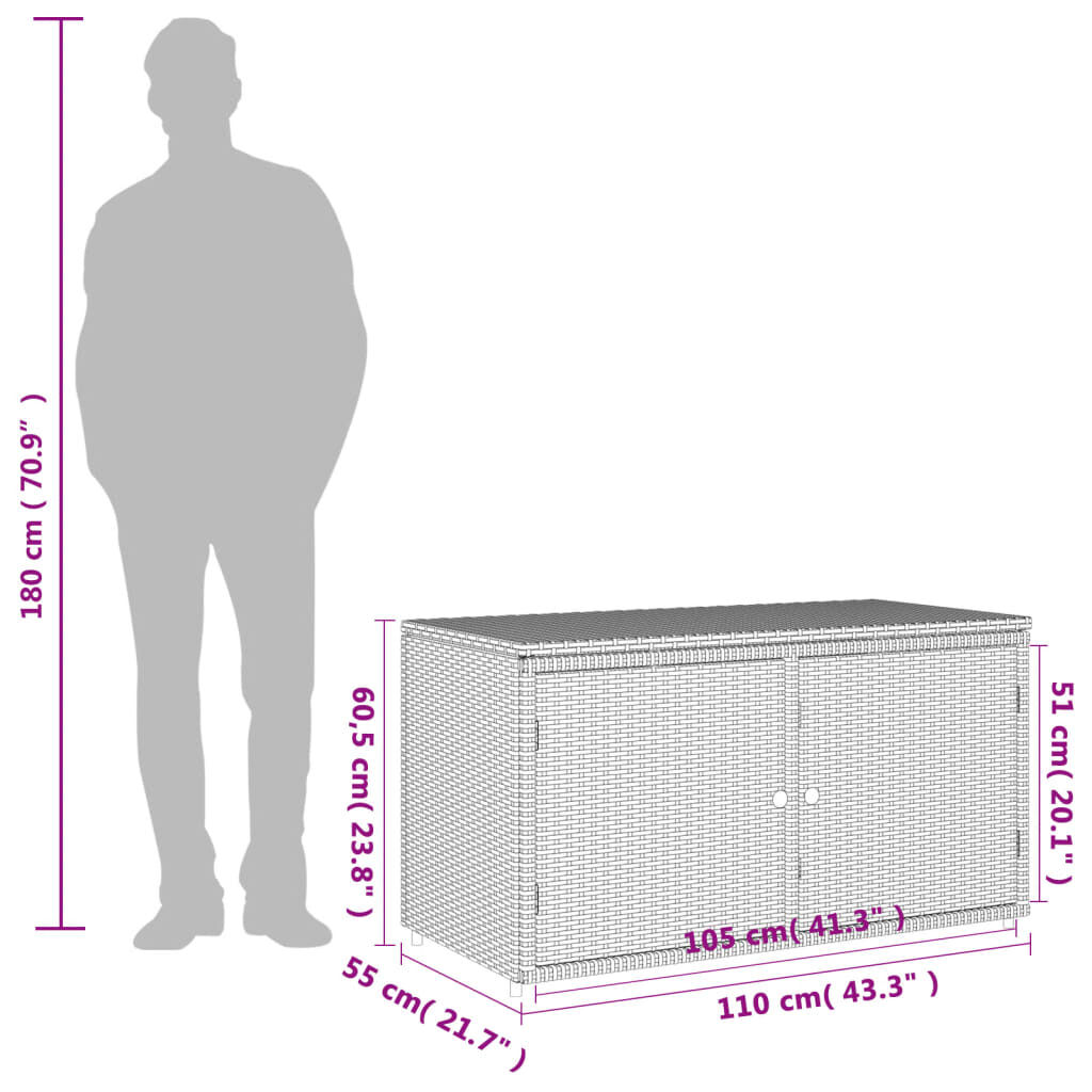 vidaXL Garden Storage Cabinet Beige 110x55x60.5 cm Poly Rattan