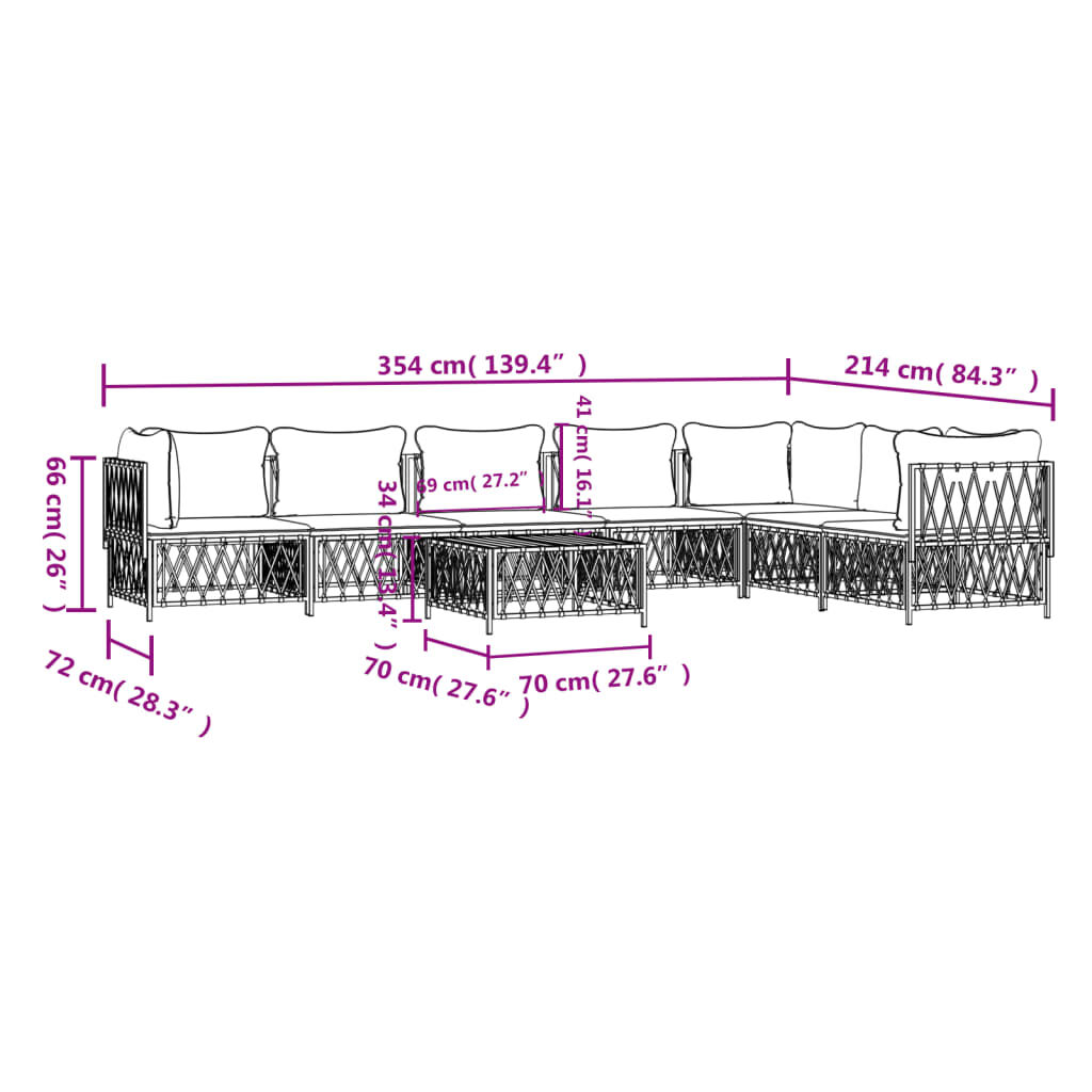 vidaXL 8 Piece Garden Lounge Set with Cushions Anthracite Steel