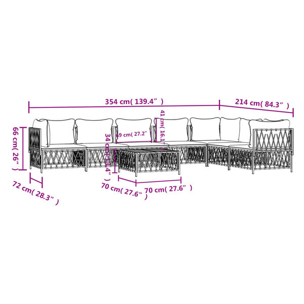 vidaXL 8 Piece Garden Lounge Set with Cushions Anthracite Steel