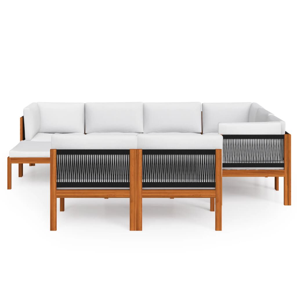 vidaXL 10 Piece Garden Lounge Set with Cushions Cream Solid Acacia Wood
