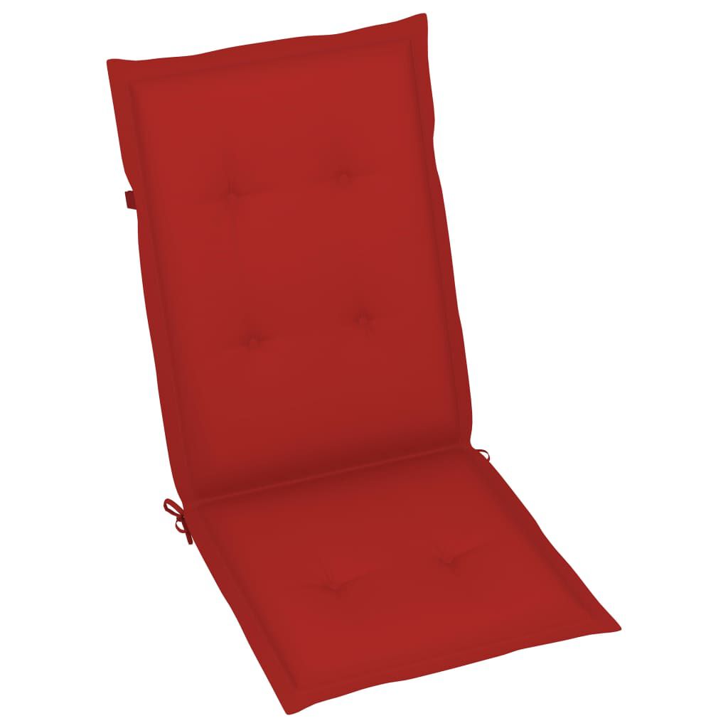 vidaXL Garden Chairs 2 pcs with Red Cushions Solid Teak Wood