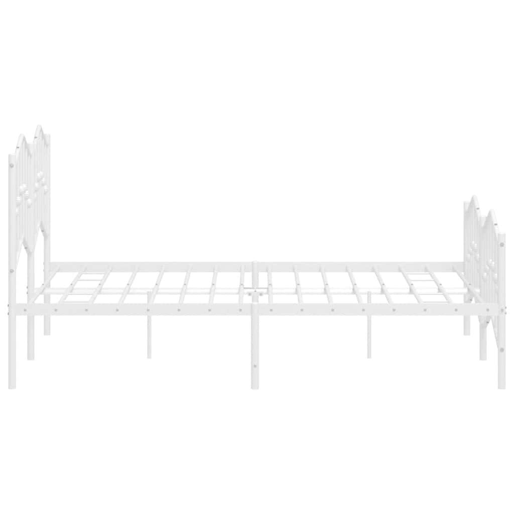 vidaXL Metal Bed Frame without Mattress with Footboard White 135x190cm