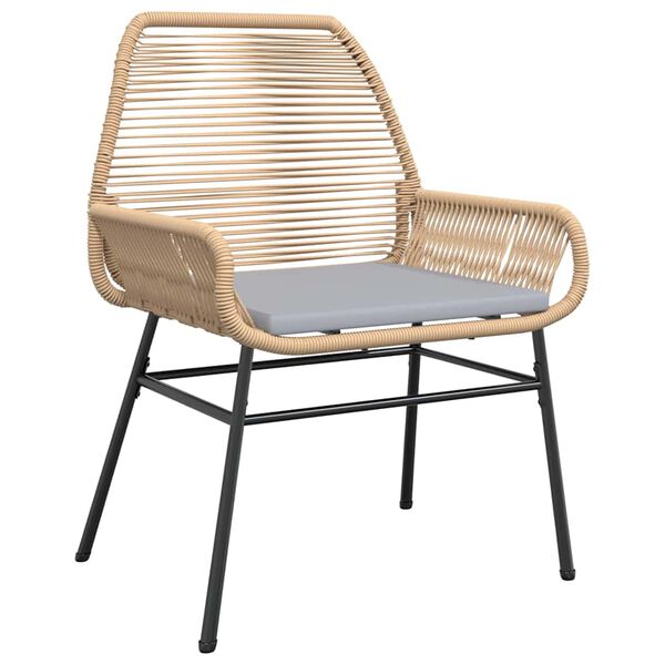 vidaXL 3 Piece Garden Dining Set with Cushions Brown Poly Rattan Glass