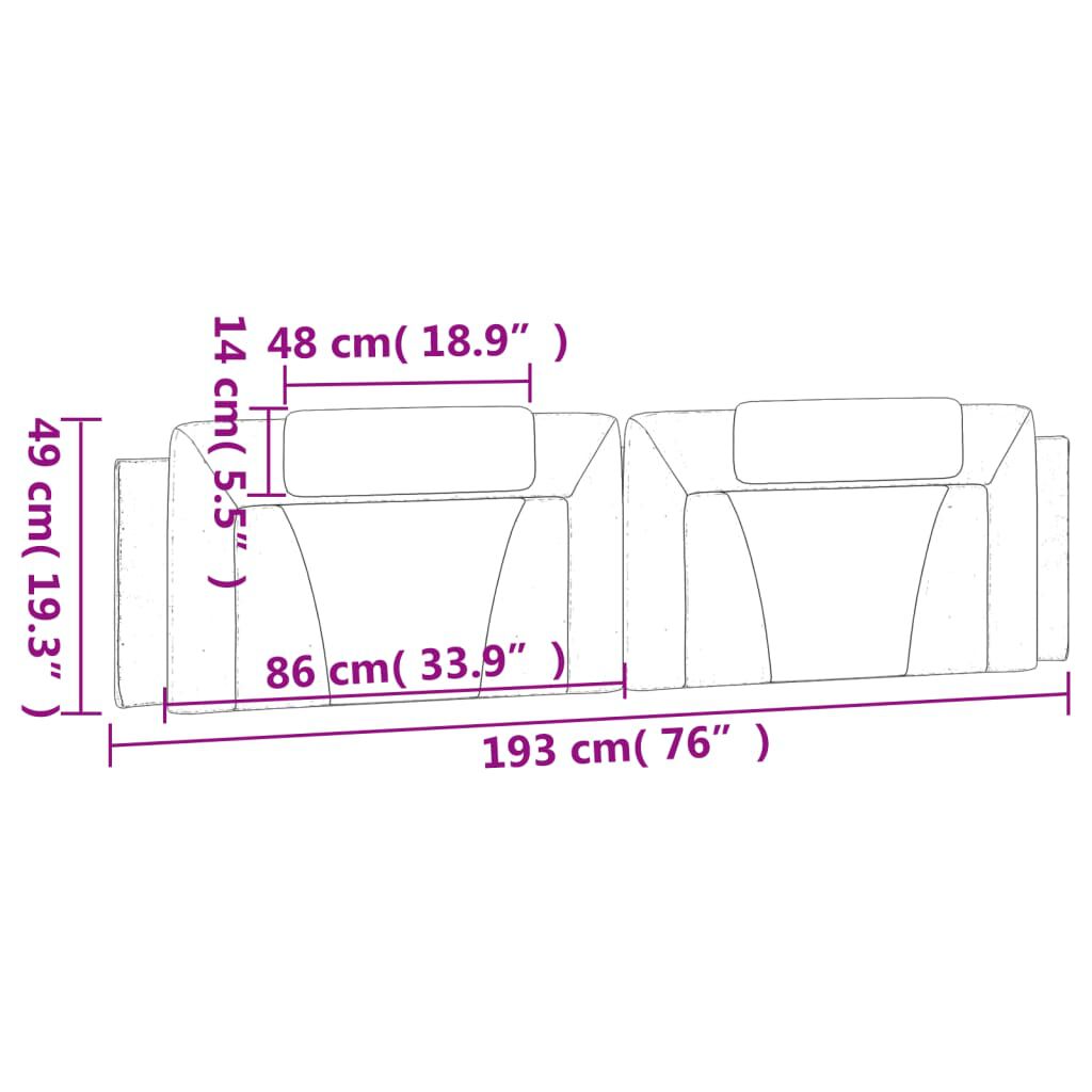 vidaXL Headboard Cushion White 193 cm Faux Leather