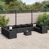 vidaXL 11 Piece Garden Lounge Set with Cushions Black Poly Rattan