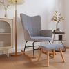 vidaXL Rocking Chair with a Stool Light Grey Fabric