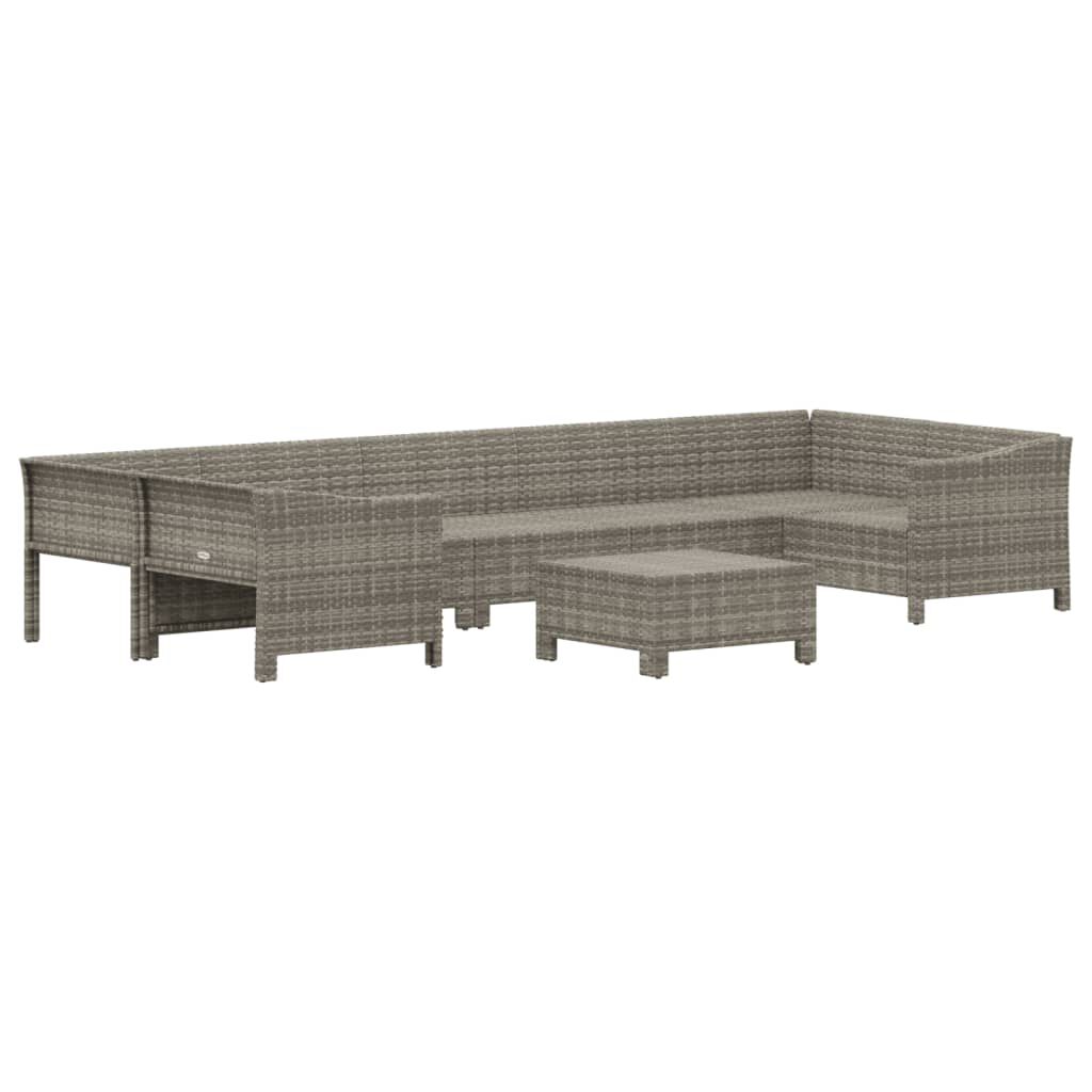 vidaXL 8 Piece Garden Lounge Set with Cushions Grey Poly Rattan