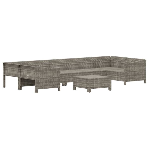 vidaXL 8 Piece Garden Lounge Set with Cushions Grey Poly Rattan