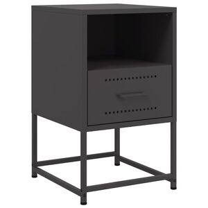 vidaXL Bedside Cabinet Black 36x39x60.5 cm Steel