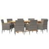 vidaXL 9 Piece Garden Dining Set with Cushions Grey