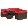 vidaXL Garden Sofa Set with Storage 9 pcs Brown Poly Rattan