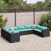 vidaXL 9 Piece Garden Lounge Set with Cushions Black Poly Rattan
