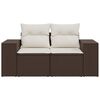 vidaXL Garden Sofa with Cushions 2-Seater Brown Poly Rattan