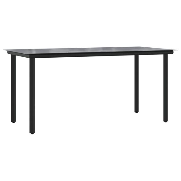 vidaXL 7 Piece Garden Dining Set Black Textilene and Steel