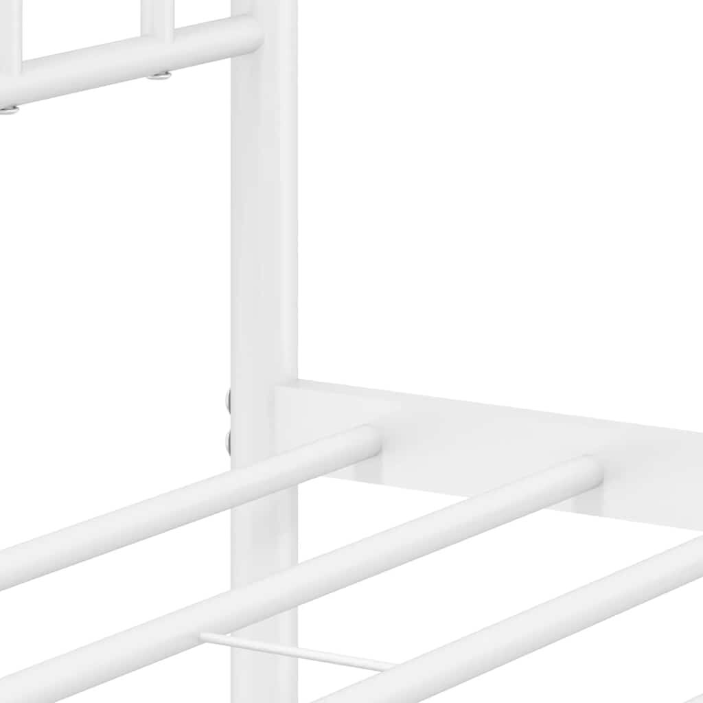 vidaXL Metal Bed Frame without Mattress with Headboard White 193x203cm