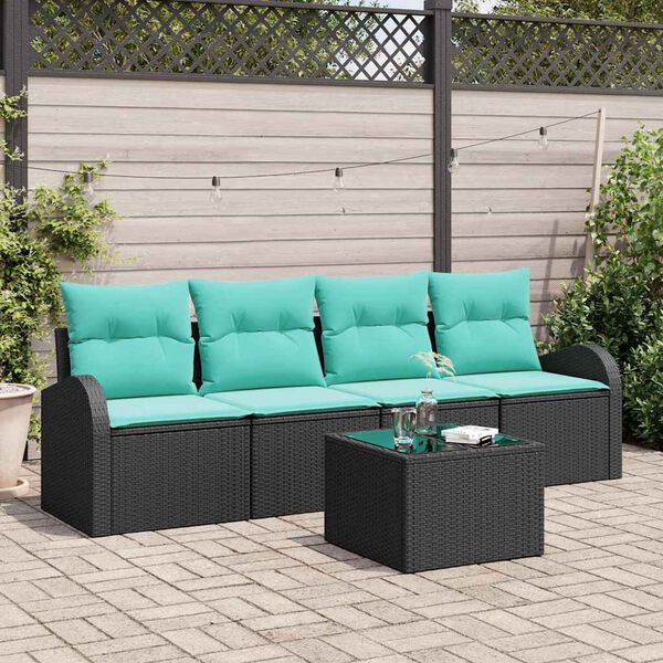vidaXL Garden Sofa Set Black 55 x 55 x 37 cm Poly Rattan