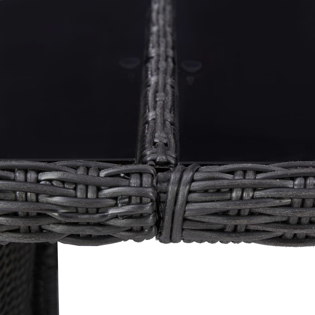 vidaXL Garden Dining Table Black 200x100x74 cm Glass and Poly Rattan