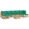 vidaXL 8 Piece Garden Lounge Set with Green Cushions Bamboo