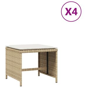 vidaXL Garden Stools with Cushions 4 pcs Beige 40x40x35 cm Poly Rattan