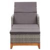 vidaXL Sun Lounger Poly Rattan and Solid Acacia Wood Grey