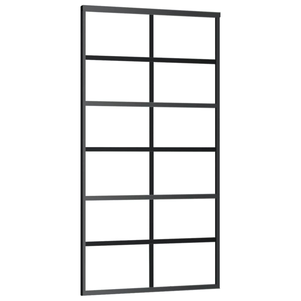 vidaXL Sliding Door ESG Glass and Aluminium 102x205 cm Black