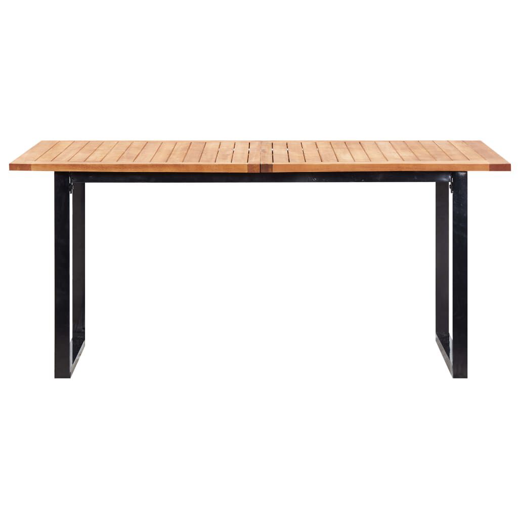 vidaXL 7 Piece Outdoor Dining Set Poly Rattan and Acacia Wood Black