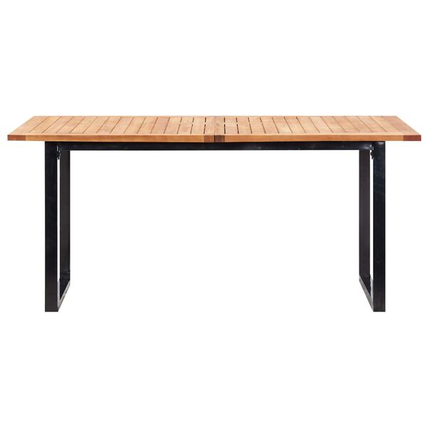 vidaXL 7 Piece Outdoor Dining Set Poly Rattan and Acacia Wood Black