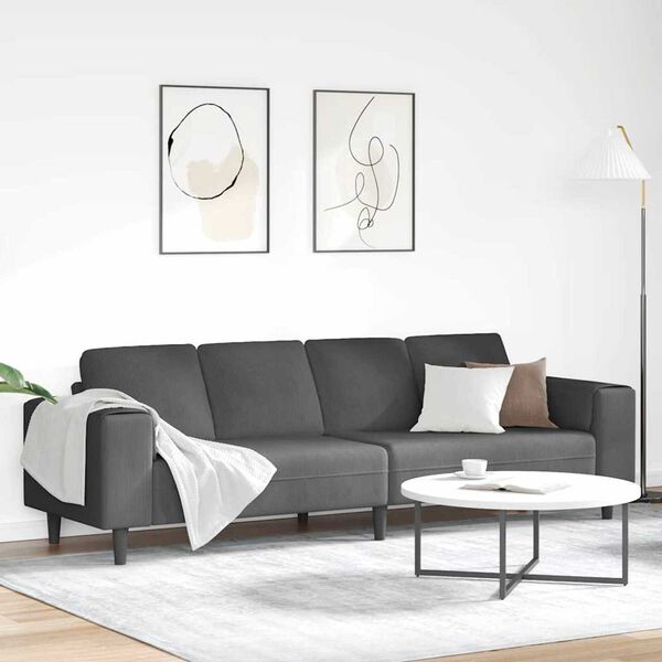 Fabric Sofa with Cushion Dark Grey Corduroy fabric