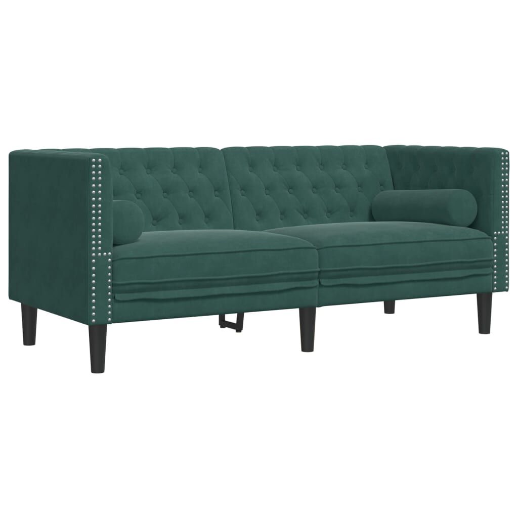 vidaXL 3 Piece Chesterfield Sofa Set with Bolsters Dark Green Velvet
