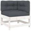 vidaXL 6 Piece Garden Lounge Set with Cushions White Solid Wood
