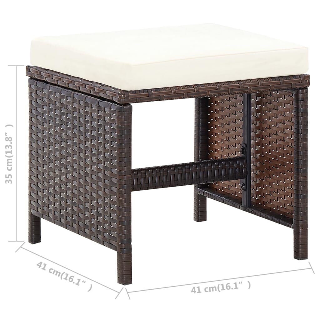 vidaXL 5 Piece Outdoor Dining Set with Cushions Poly Rattan Brown