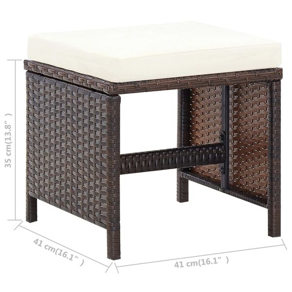 vidaXL 5 Piece Outdoor Dining Set with Cushions Poly Rattan Brown