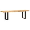 vidaXL Bench 160 cm Solid Rough Mango Wood and Steel