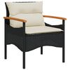 vidaXL 3 Piece Garden Sofa Set with Cushions Black Poly Rattan