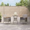 vidaXL 3 Piece Garden Bistro Set with Cushions Grey Poly Rattan