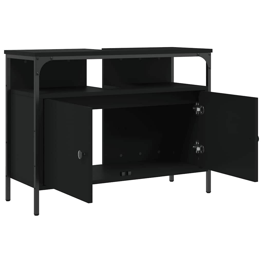 vidaXL Bathroom Sink Cabinet Black 80x30x60 cm Engineered Wood