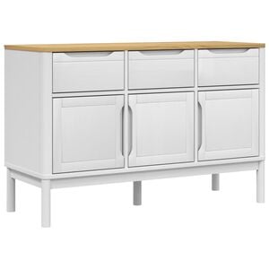 vidaXL Sideboard FLORO White 114x43x74 cm Solid Wood Pine