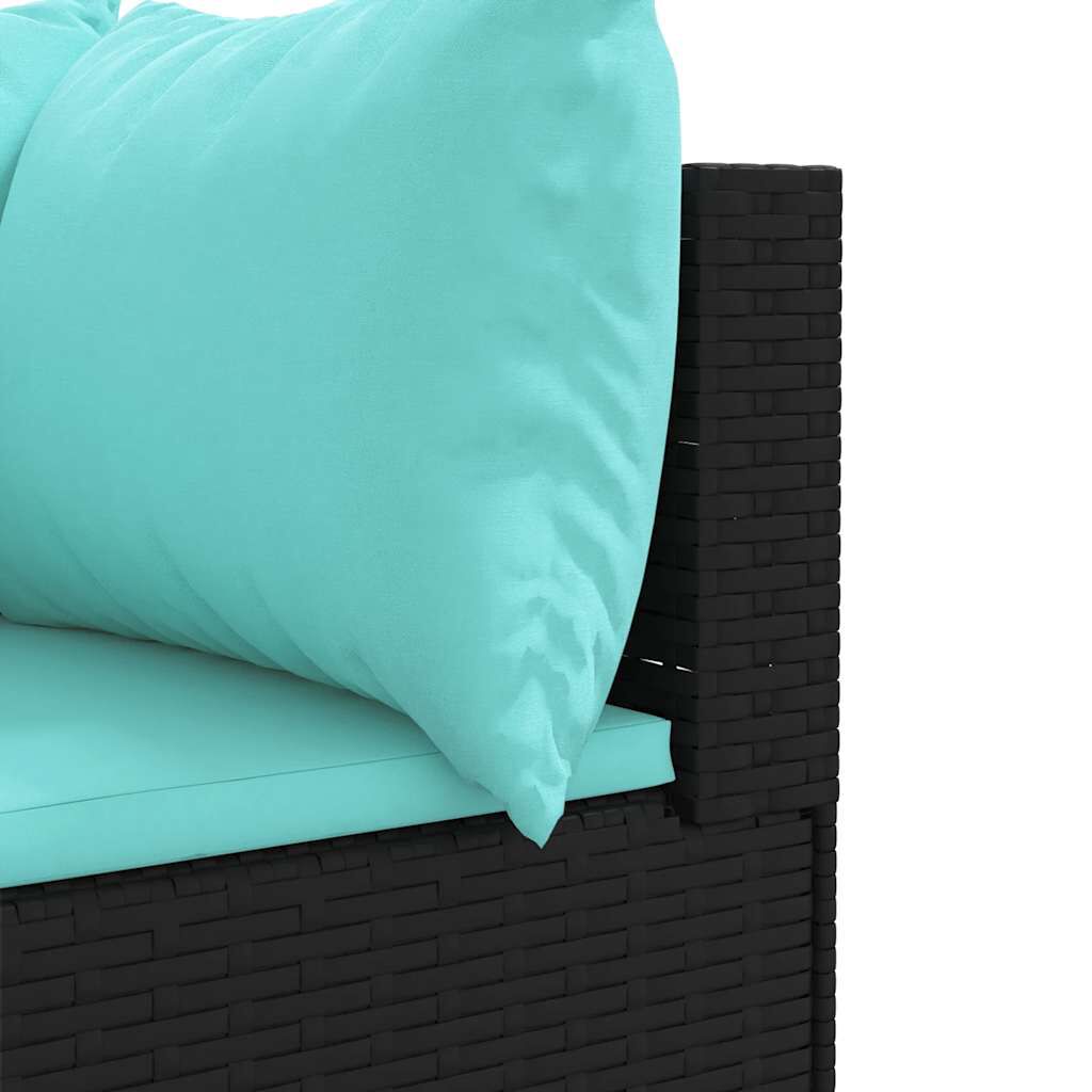 vidaXL 7 Piece Garden Lounge Set with Cushions Black Poly Rattan